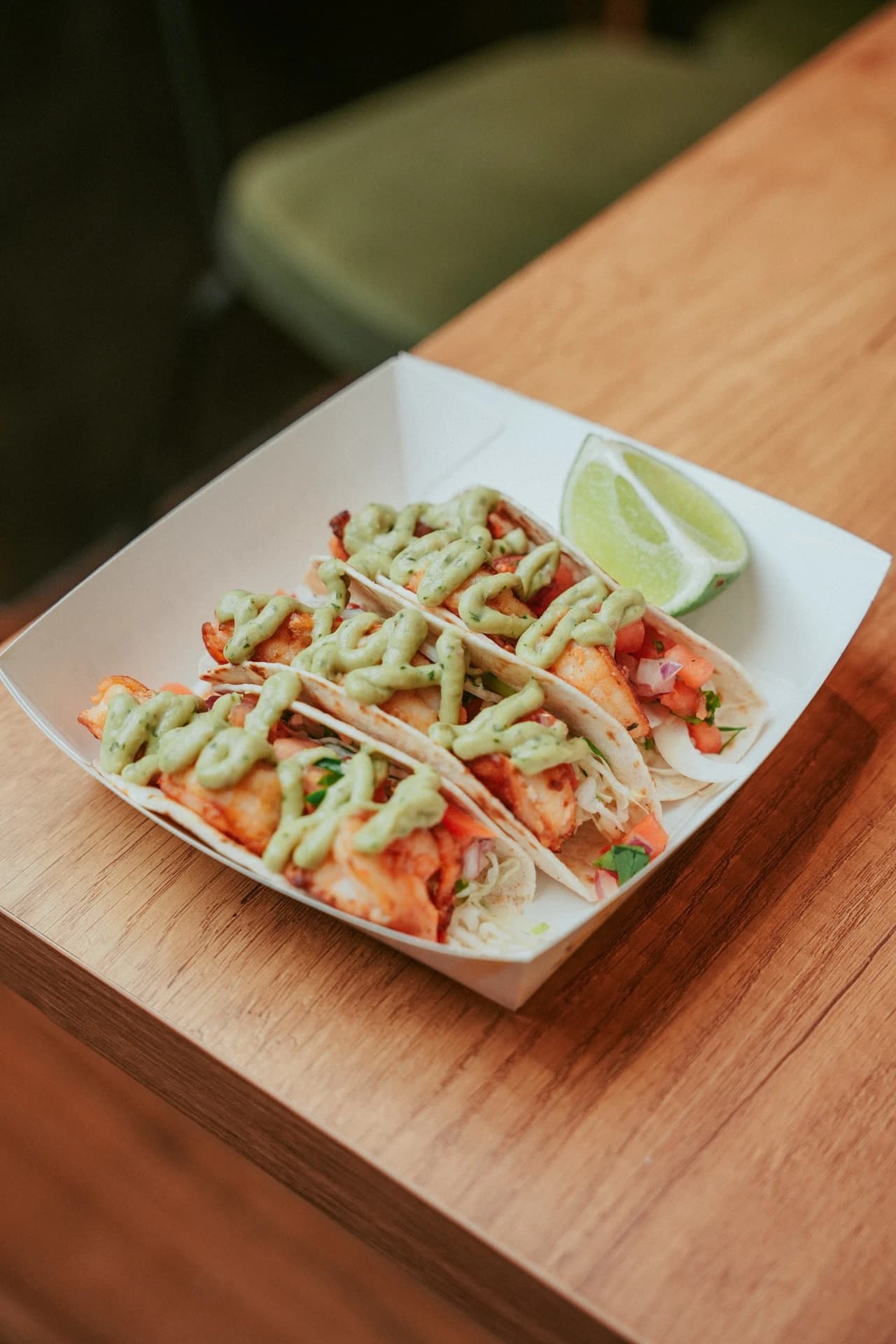 Shrimp tacos with guacamole